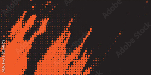 Abstract orange and black halftone dot pattern background vector illustration.
