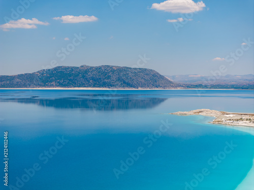Salda Lake(Salda Gölü) in the Summer Season Drone Photo, Turkish Maldives Yesilova, Burdur Turkiye (Turkey)