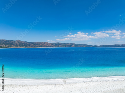 Salda Lake(Salda Gölü) in the Summer Season Drone Photo, Turkish Maldives Yesilova, Burdur Turkiye (Turkey)