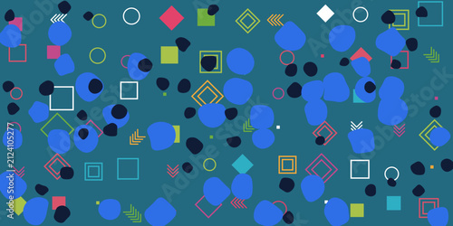 Colorful geometric shapes collection with various styles and transparent background