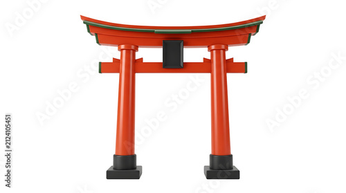 Red Japanese torii gate symbol of Shinto shrine entrance isolated isolated on transparent background . Ai Generated