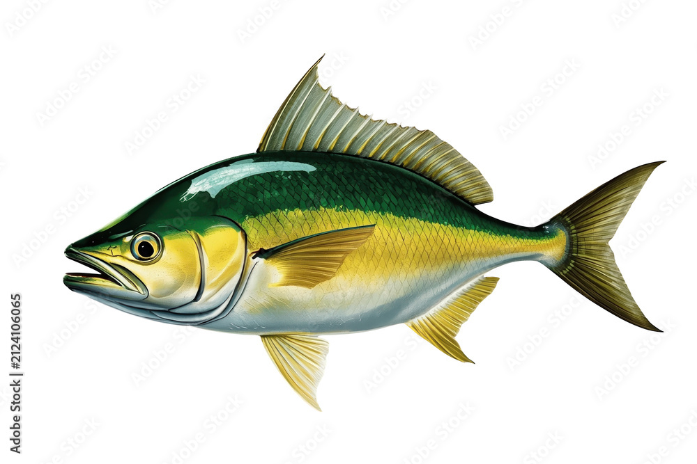 Fototapeta premium Green yellow tuna fish viewed from the side
