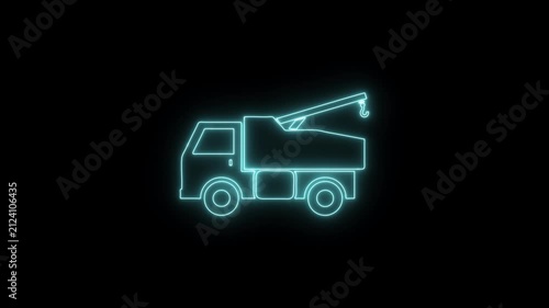 Truck neon icon 4K video animation	