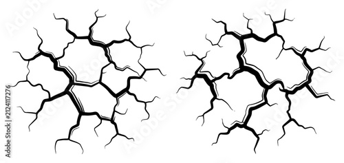 фотографія Ground cracks earth fissures surface fracture line art illustration
