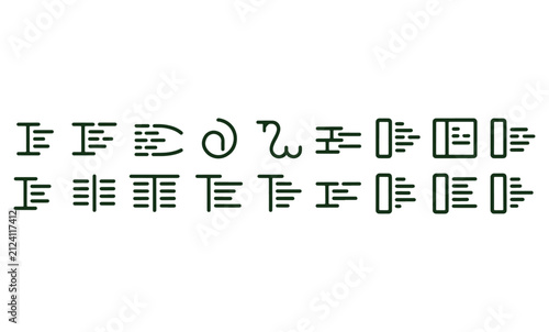 Text alignment and paragraph formatting icons set for document editing software and digital user interface design