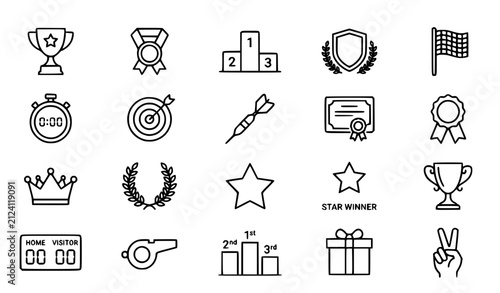 Achievement Competition Editable Stroke Vector Icons