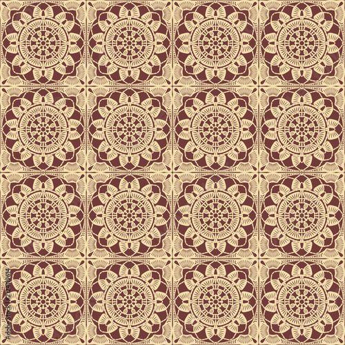 Pattern with crochet granny square wallpaper handmade decorative art design print	
