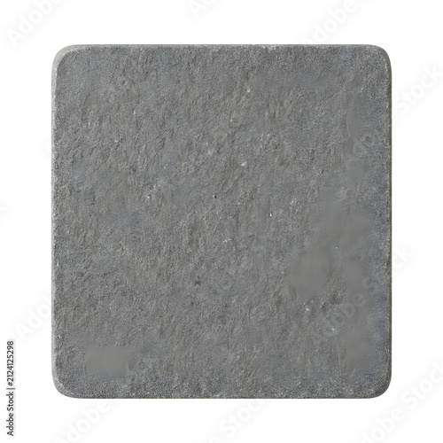 Dark gray textured stone tile sample isolated on white background.