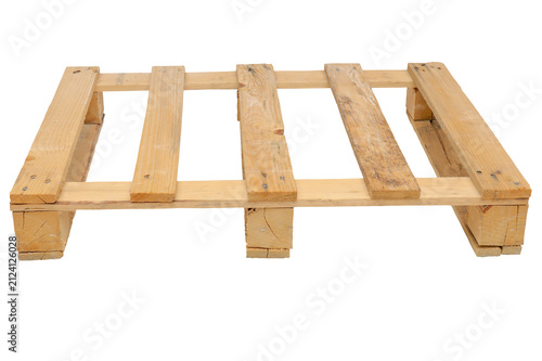 Wooden cargo pallet top view isolated on transparent background