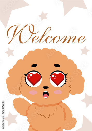 Cute baby animal greeting card collection set with adorable pet characters funny eyes heart love quote for kids nursery print poster graphics design