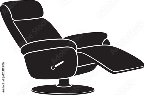 Recliner Chair Silhouette Living Room Furniture Vector Icon