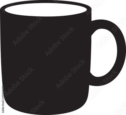 Coffee Mug Silhouette Ceramic Cup Vector Icon