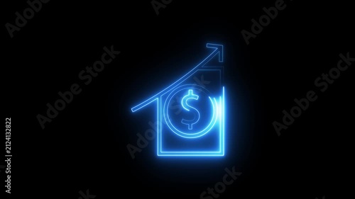 Neon blue line graphic showing rising dollar sign chart for financial growth performance.