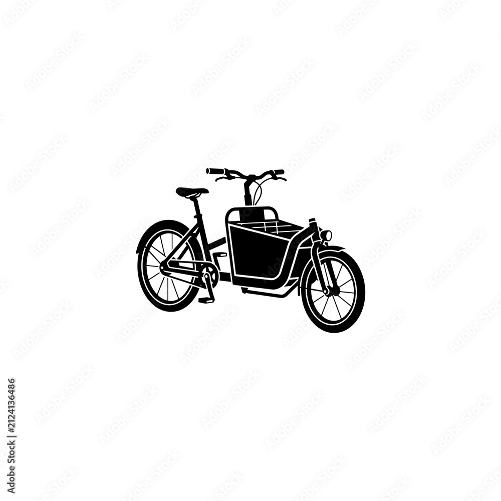 Fototapeta premium Cargo Bicycle Black Silhouette Icon