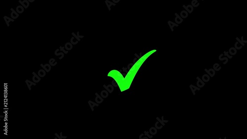 Animated green checkmark isolated on black background, for ui ux, tick animation motion, ui.