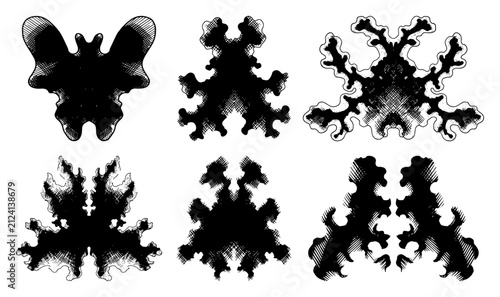 Fotografie Rorschach inkblot test patterns for psychological assessment in vintage engravin