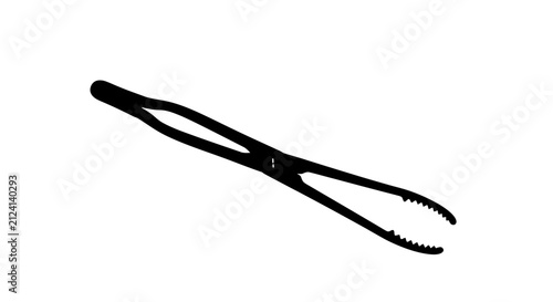 Foto Black kitchen tong on white background with equipment utensil cooking minimal ha