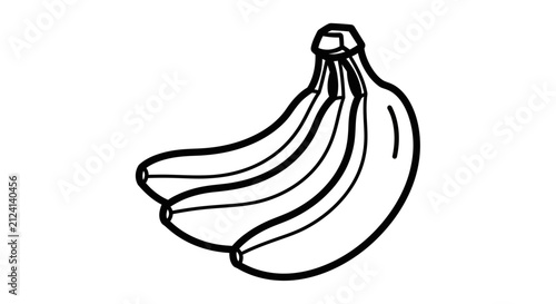 A black line drawing of a bunch of bananas with bananas white background simple black line art illustration minimalist tropical healthy with cartoon