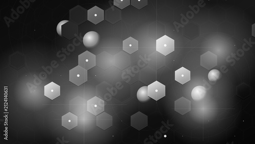 Fotografie Abstract black and white hexagon pattern, futuristic technology background with