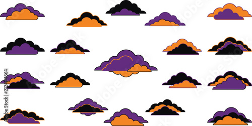 Happy Halloween Colorful stylized cloud icons in different shapes and sizes Vector