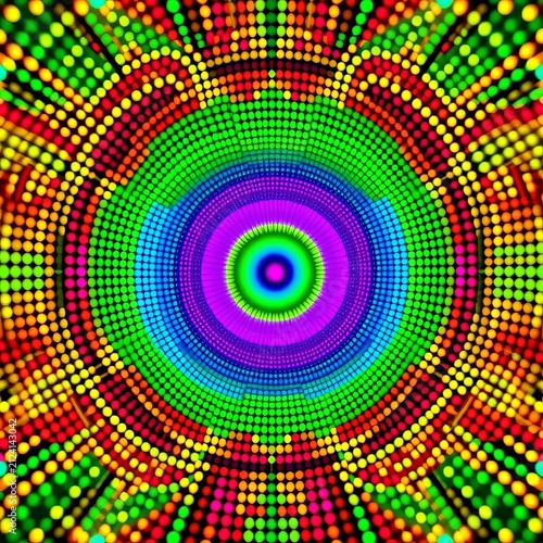 Optical illusion effect created by layered dots, minimalist, gradient