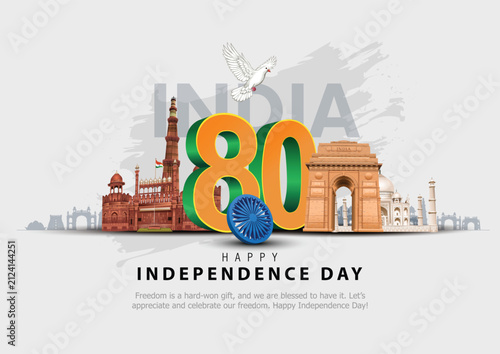 15th august happy independence day India 80 years logo greetings. abstract vector illustration design.