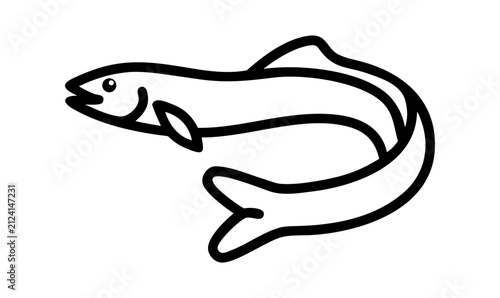 Eel outline icon in simple line style isolated on white background. Marine fish vector illustration
