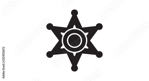 Sheriff Star Badge Silhouette On White Background