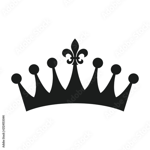 Fotografie Black crown symbol with fleur de lis on white background royalty free icon