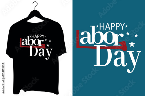 Happy Labor Day Patriotic T-Shirt Design with USA Flag Stars and Stripes Typography
