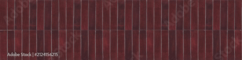 Fotografía Vertical deep burgundy red glossy ceramic finger tiles arranged in two parallel modern rows