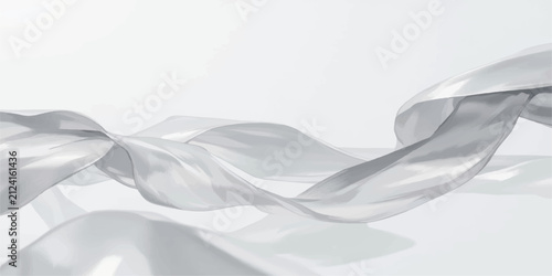Abstract White Smoke Wave Background with Flowing Curves Smooth Lines and Futuristic Blue Vector Design for Modern Wallpaper Illustration