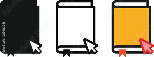 Book icon vector linear graphic with cursor selection design