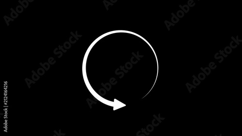 Minimal white circular arrow rotating smoothly on a transparent background, suitable for loading, refresh, reload, repeat, cycle, and progress concepts.