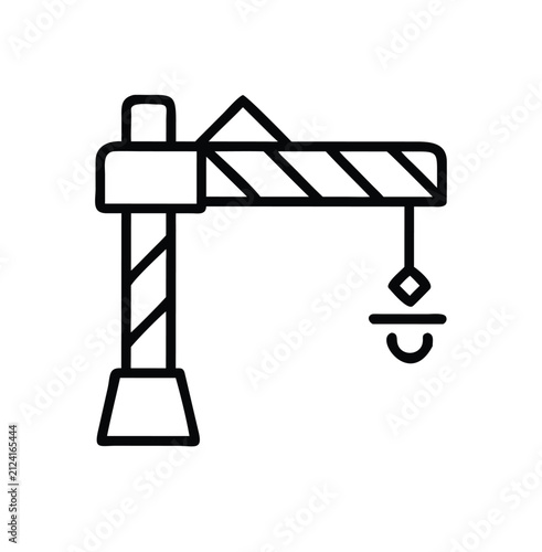 Industrial construction crane icon for engineering.