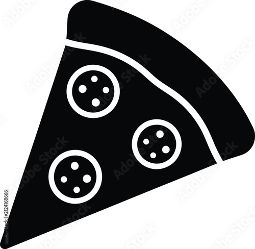 Silhouette vector pizza slice icon for simple food graphic design