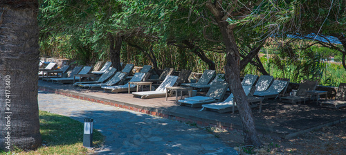 Sun loungers on the hotel grounds