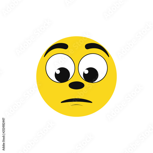 Fotografie Bright yellow vector emoji of a pleading face with large, sad puppy-dog eyes and a slightly downturned mouth