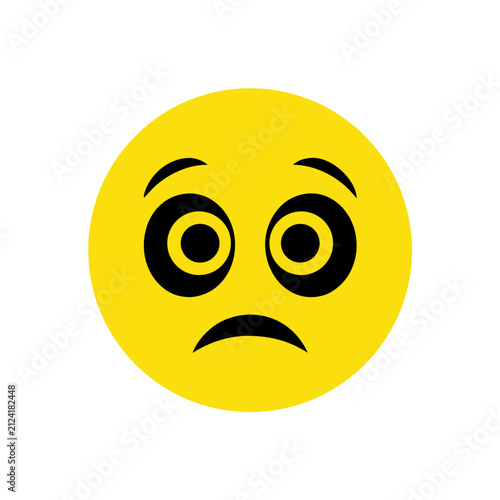 Fotografie Bright yellow vector emoji of a pleading face with large, sad puppy-dog eyes and a slightly downturned mouth