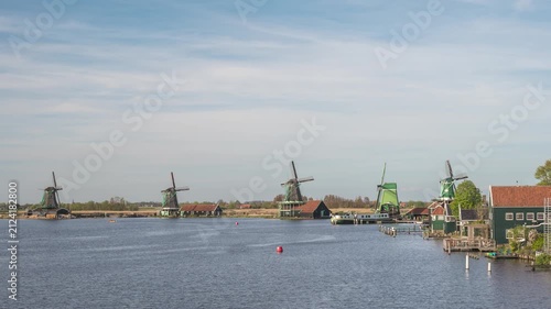 Dutch Windmill time lapse at Zaanse Schans Village, Netherlands