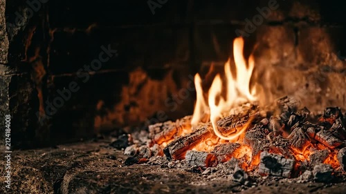 Fireplace embers igniting into flames 4K Video