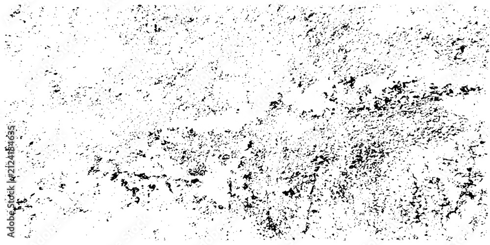 Fototapeta premium Distress urban overlay spotted concrete grain surface grainy noise rust wall grunge black splatter and white background. damaged chalk crack rough ink wall texture.