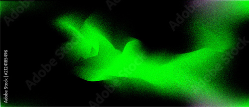 Abstract Green Glowing Light Wave on Dark Grain Texture Background with Noisy Blur Effect, Modern Banner, Poster, Header, Wallpaper and Technology Backdrop