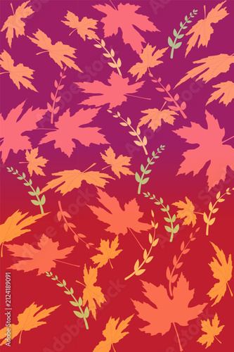 Seamless Autumn Maple Leaves Pattern on Vibrant Gradient Background