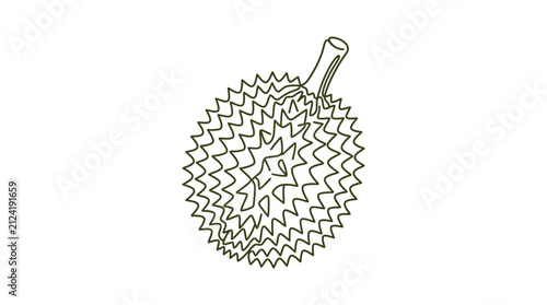 Foto Minimalist durian fruit line art drawing on white background.