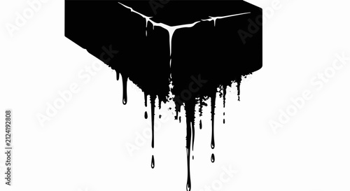 Black liquid dripping from a solid object, creating an abstract textured effect