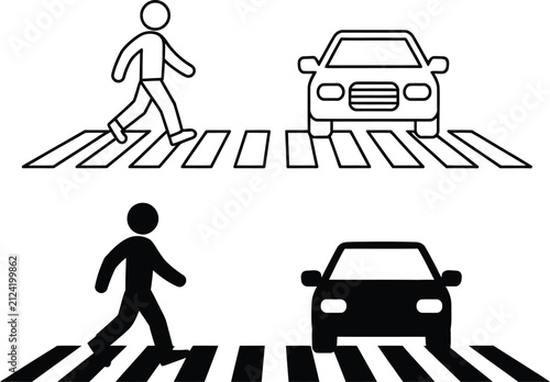 Obraz na plátně Pedestrian crossing road safety vector illustration