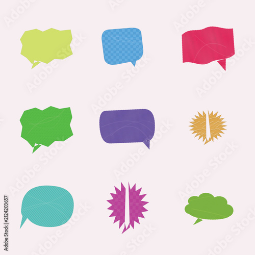 Patterned Speech Bubbles Vector Set - Abstract Comic Burst & Chat Frames.eps