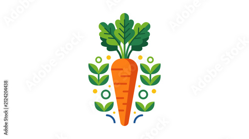 фотографія Minimalist carrot illustration with symmetrical greens