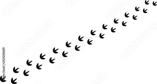 Bird footprint track vector silhouette trail path isolated on a white background for nature design elements